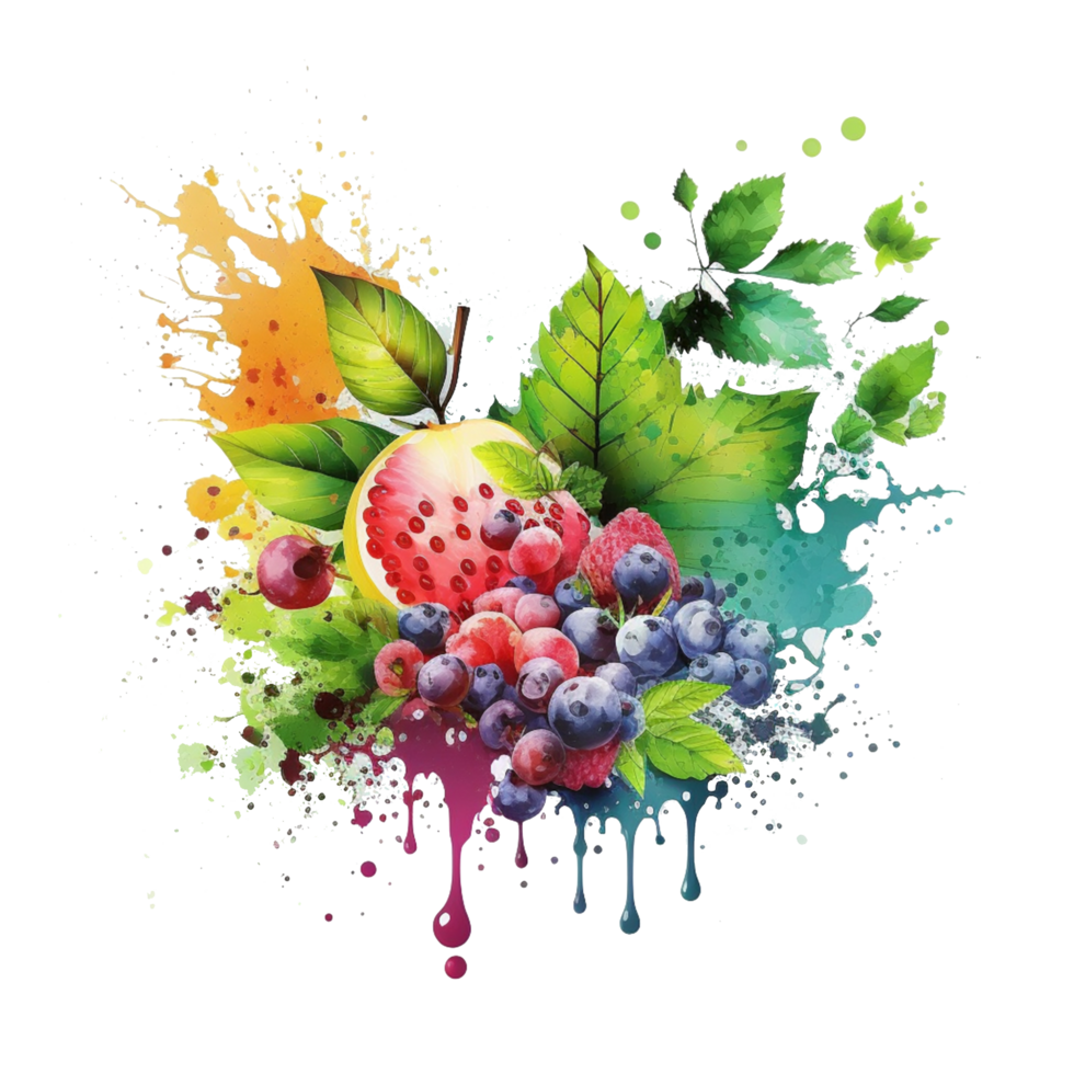 Free download water color fruits png realistic photo, Ai Generative