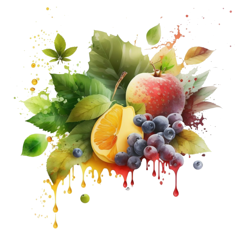 Free download water color fruits png realistic photo, Ai Generative