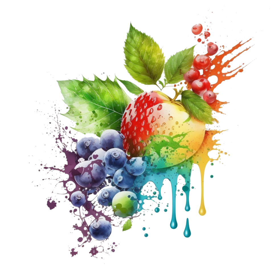 Free download water color fruits png realistic photo, Ai Generative