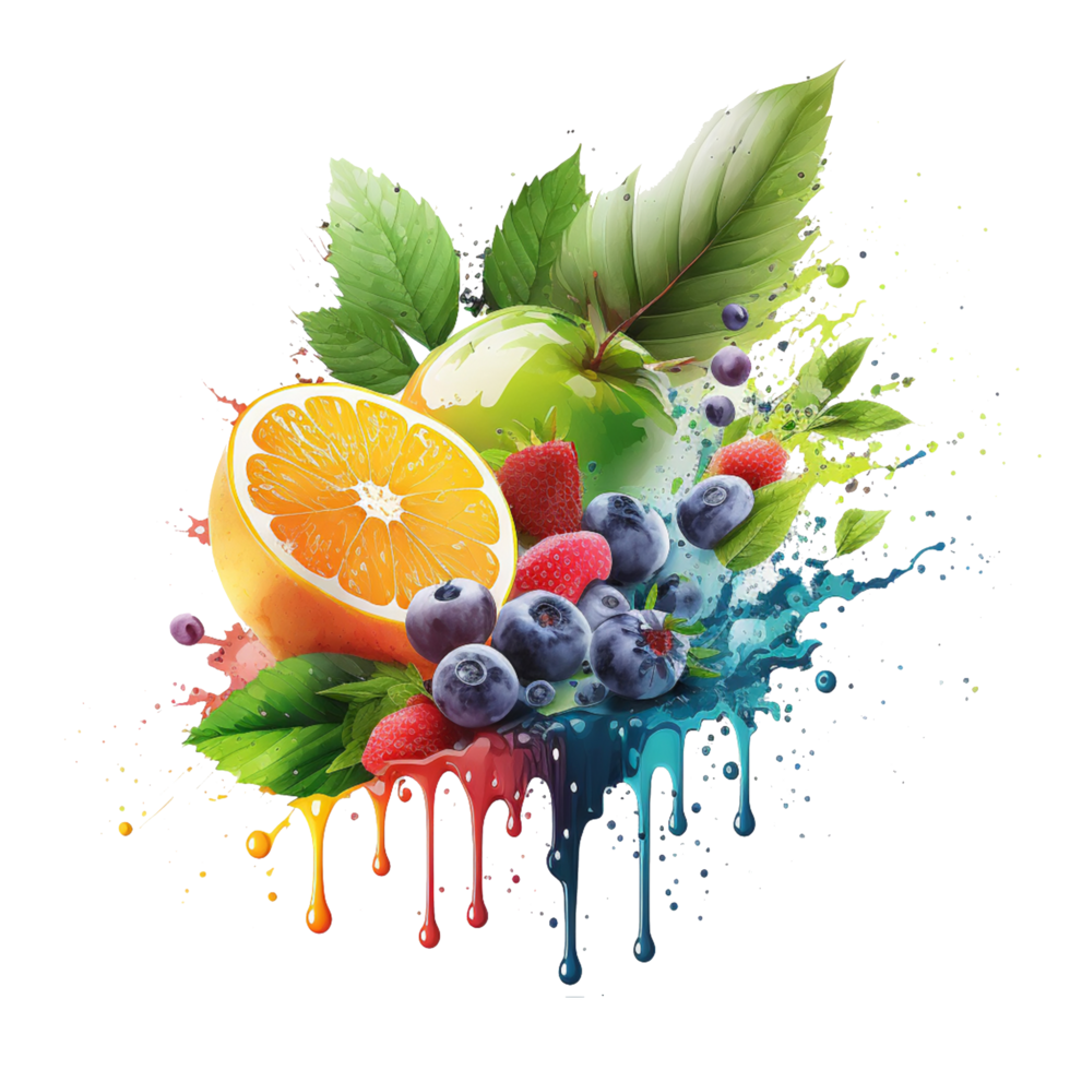 Free download water color fruits png realistic photo, Ai Generative