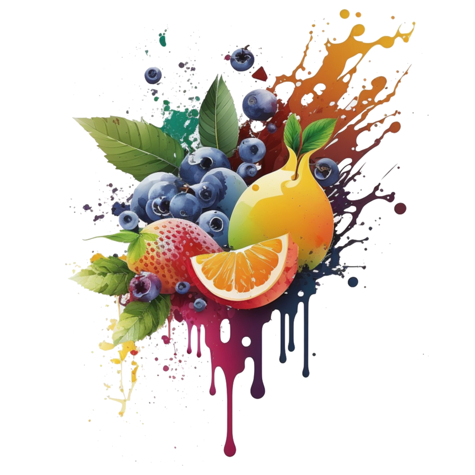 Free download water color fruits png realistic photo, Ai Generative