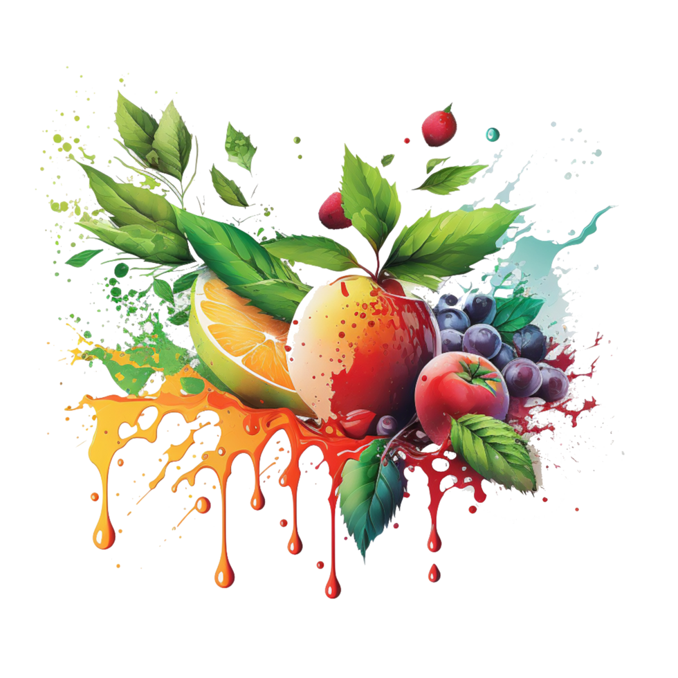 Free download water color fruits png realistic photo, Ai Generative