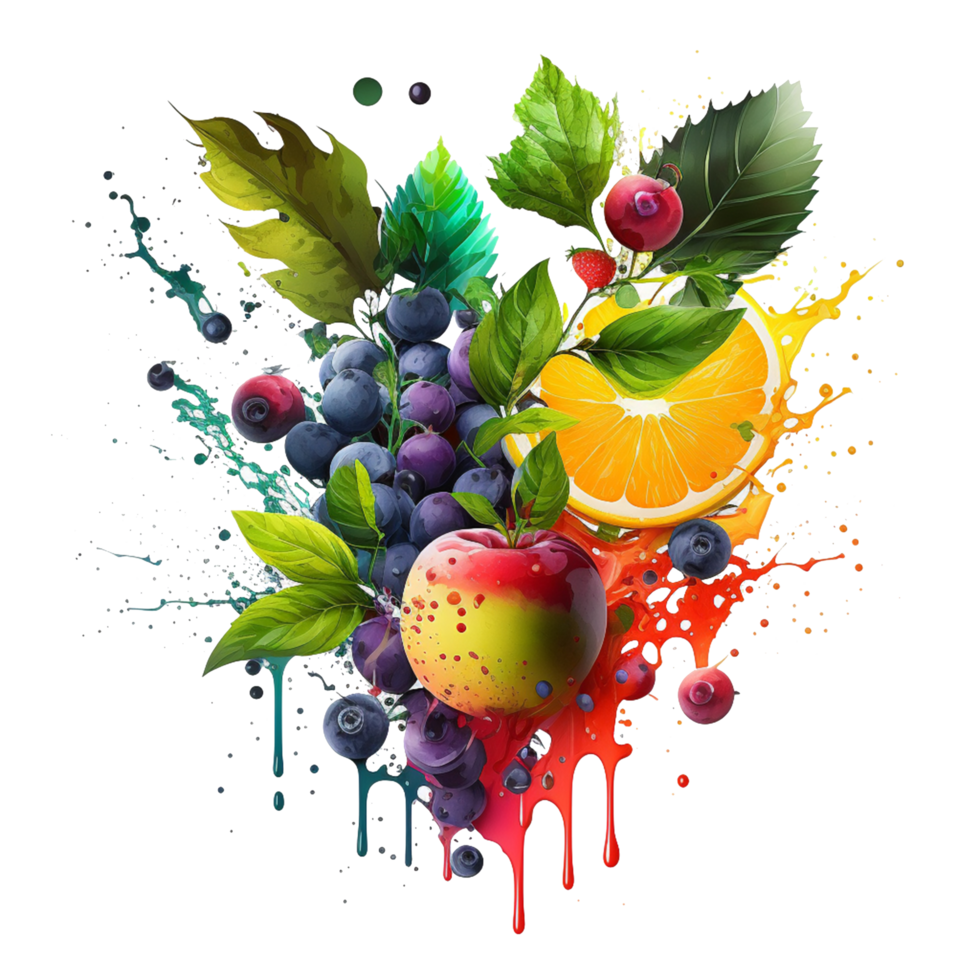 Free download water color fruits png realistic photo, Ai Generative
