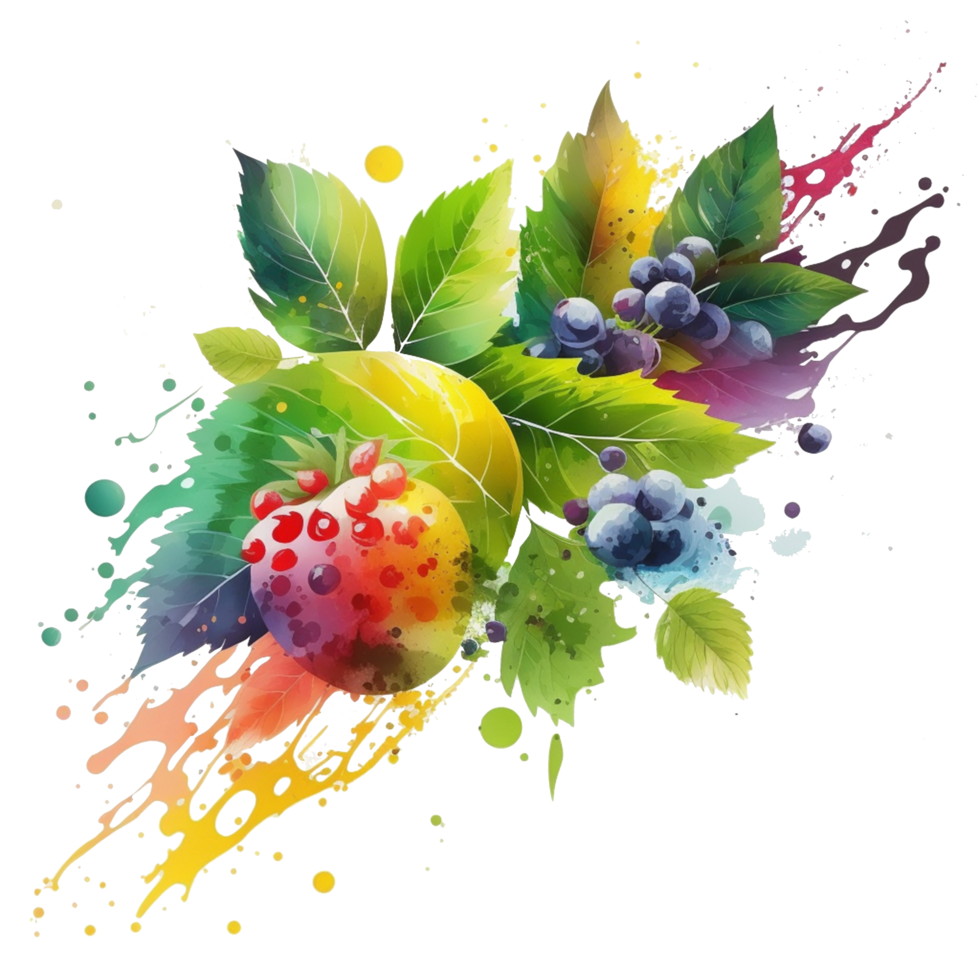 Free download water color fruits png realistic photo, Ai Generative