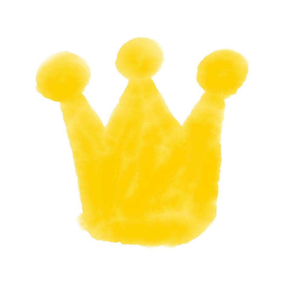 Cute golden crown watercolor isolated on white background vector illustration.
