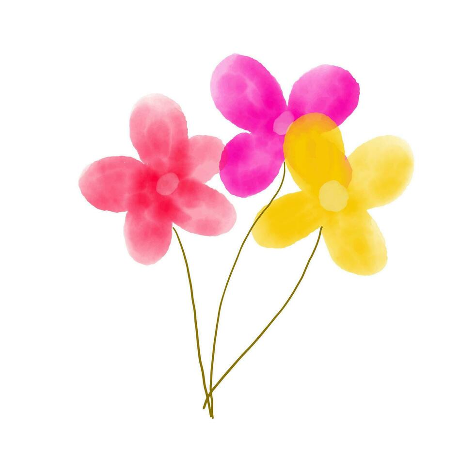 Cute flower watercolor isolated on white background vector illustration.