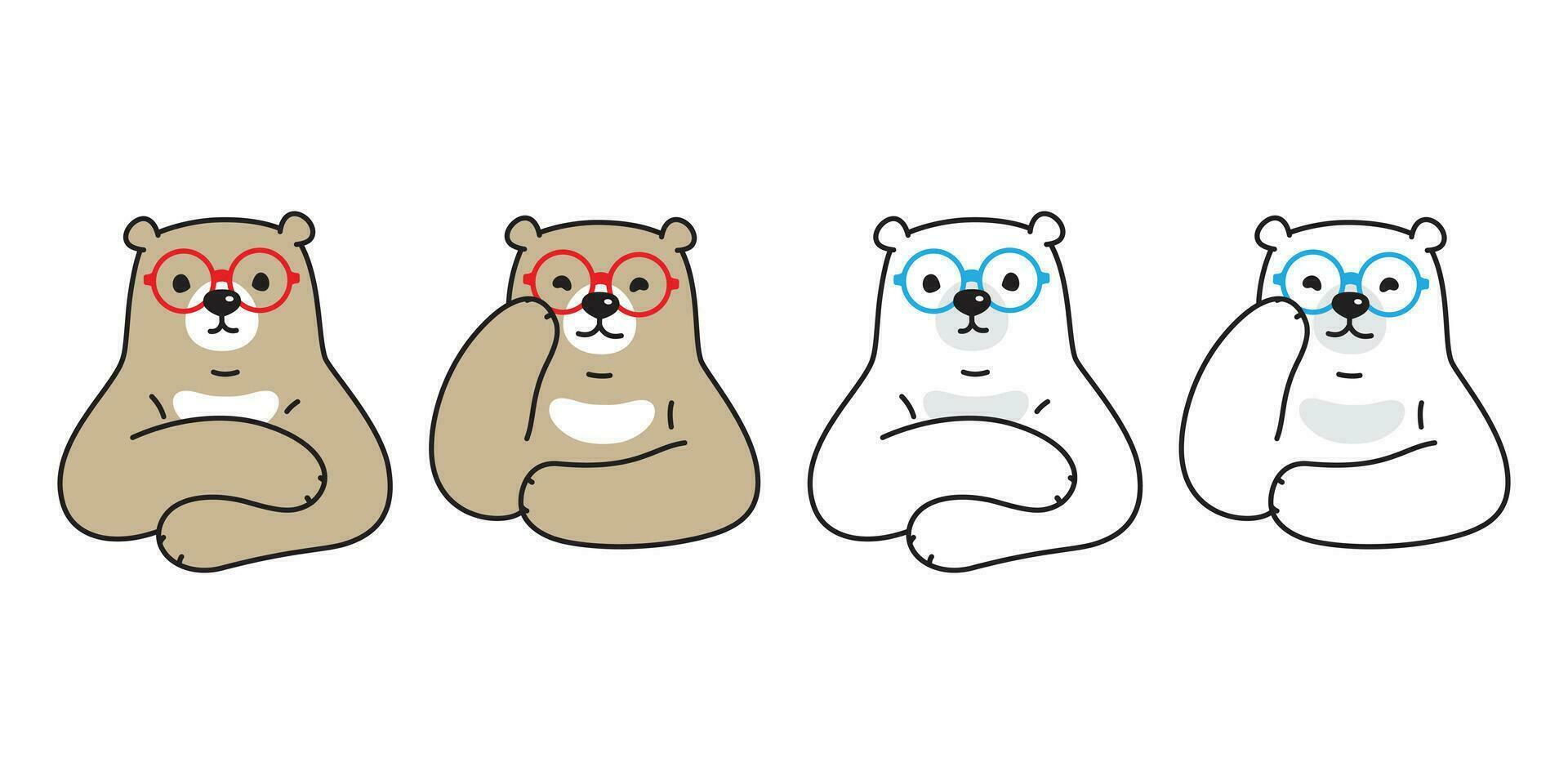 oso vector polar oso icono lentes personaje dibujos animados logo ilustración osito de peluche garabatear