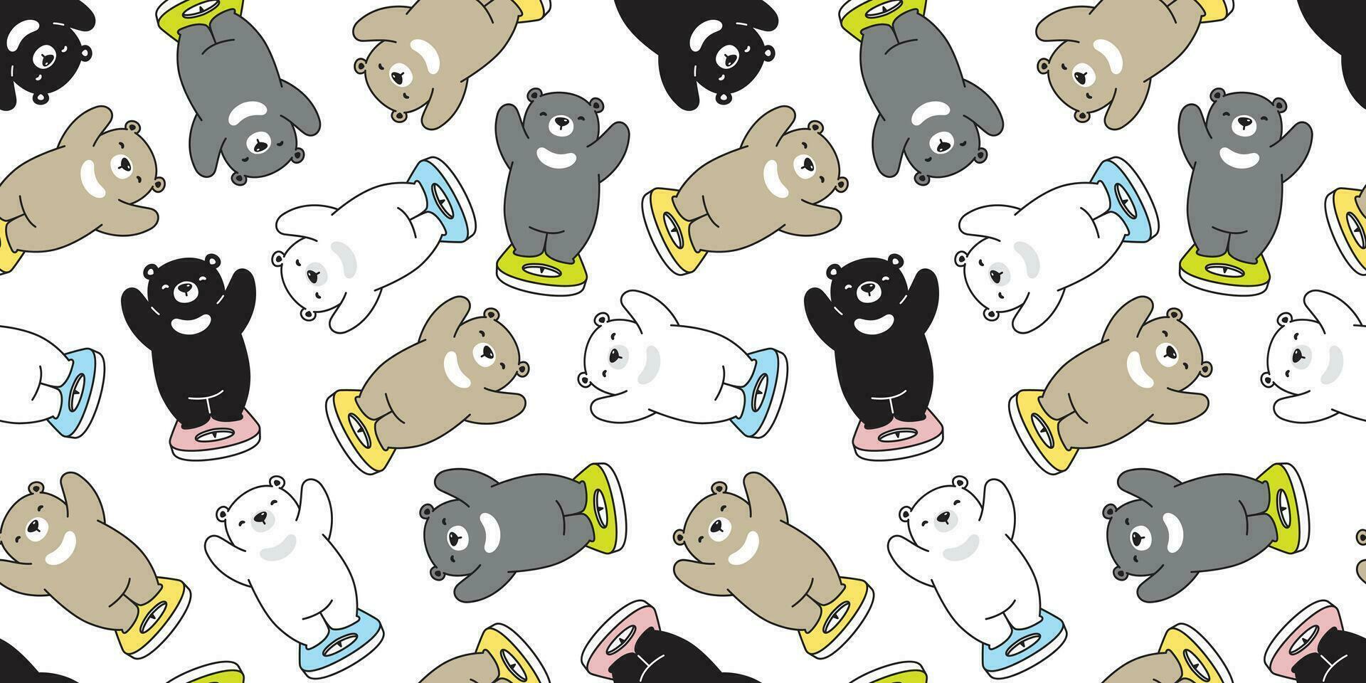 Bear seamless pattern polar bear vector fat weighing Scales cartoon scarf isolated repeat background tile wallpaper doodle illustration