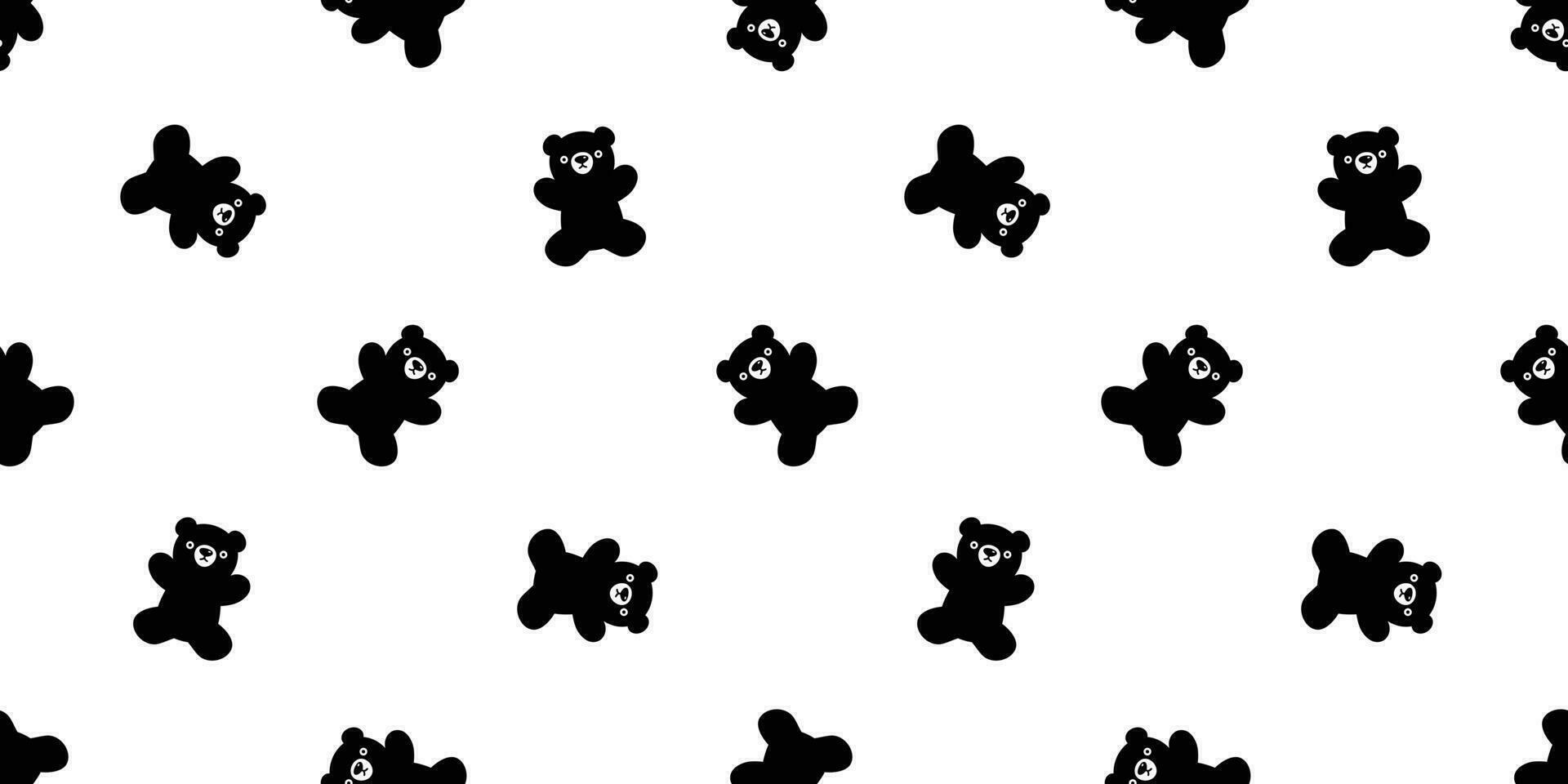 Bear seamless pattern teddy polar bear vector doll cartoon scarf isolated repeat wallpaper tile background doodle illustration