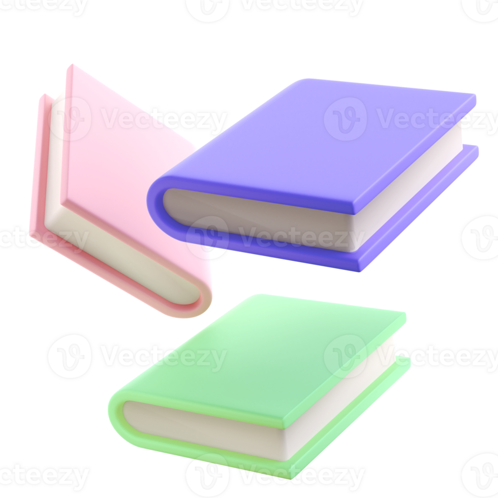 3D Stack of Closed Book falling down in air Icon. isolated transparent png. Render Educational Literature. Reading Education back to school concept png