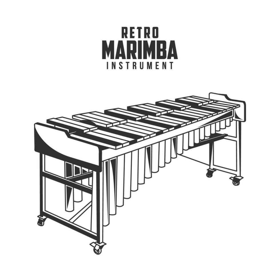 Retro Marimba Instrument Vector Illustration, Mexican Music Instrument Stock Vector