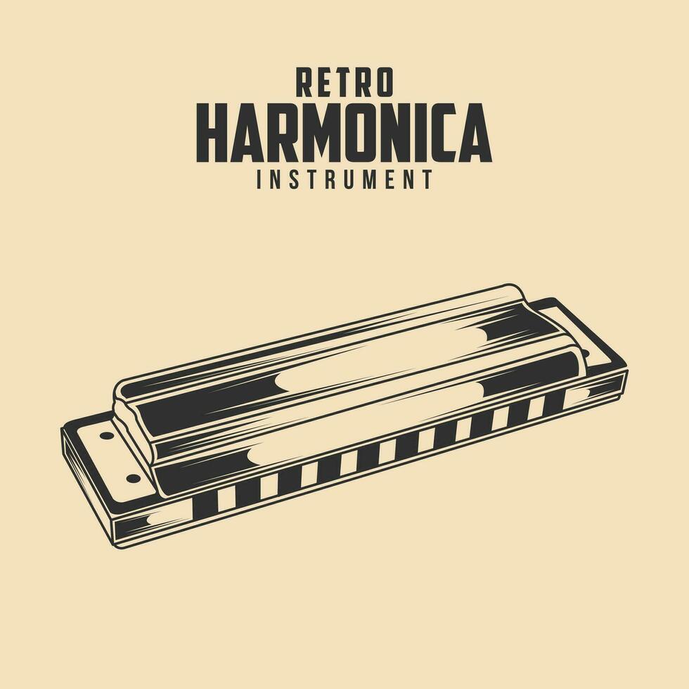 retro harmónica música instrumento vector valores ilustración