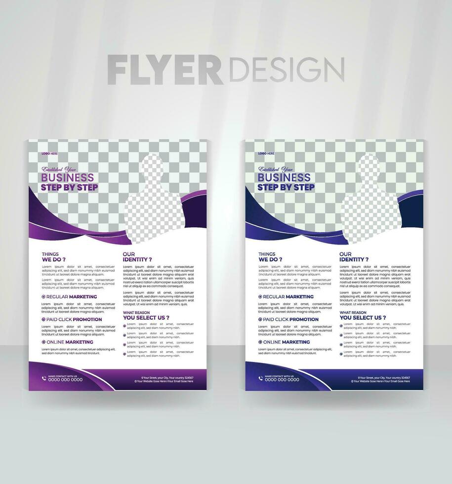 Multipurpose futuristic flyer design. Corporate business flyer design template. Creative geometry-designed business flyer. A4-sized flyer layout template in vector form.