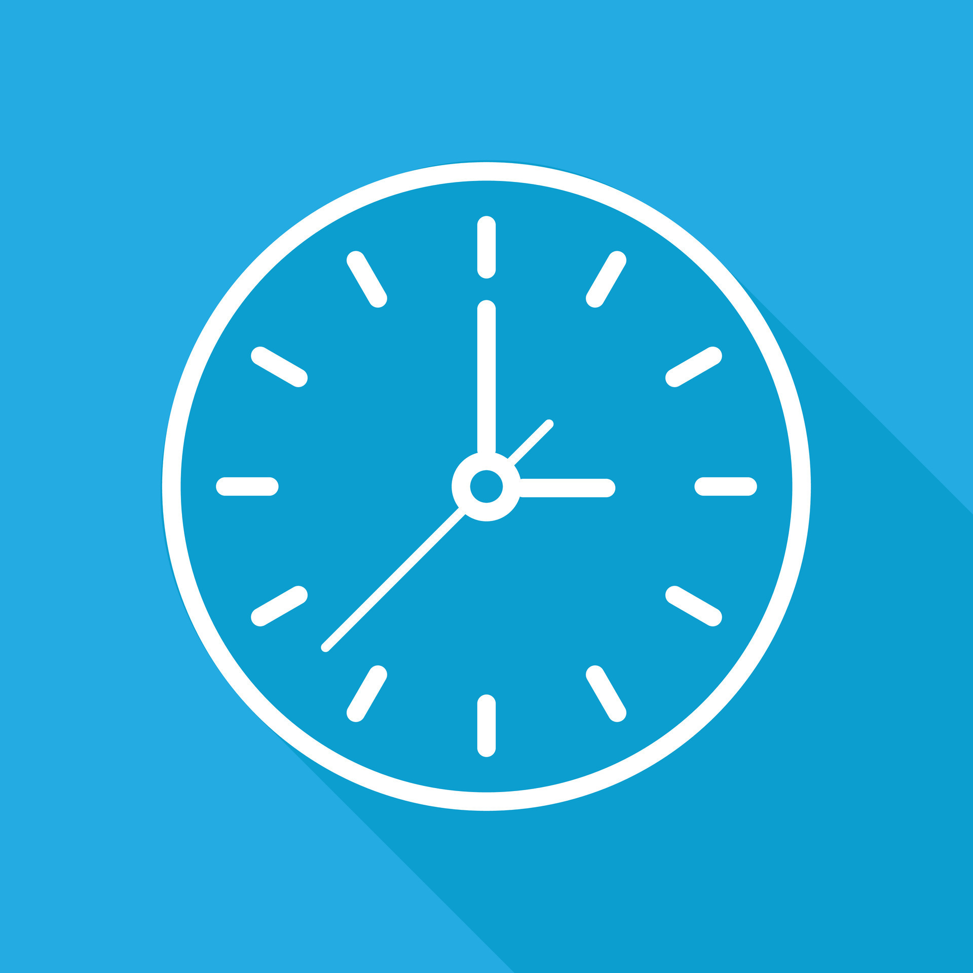 Flat Face Clock Vector Icon, Time Management Icon, Watch, Alarm Clock