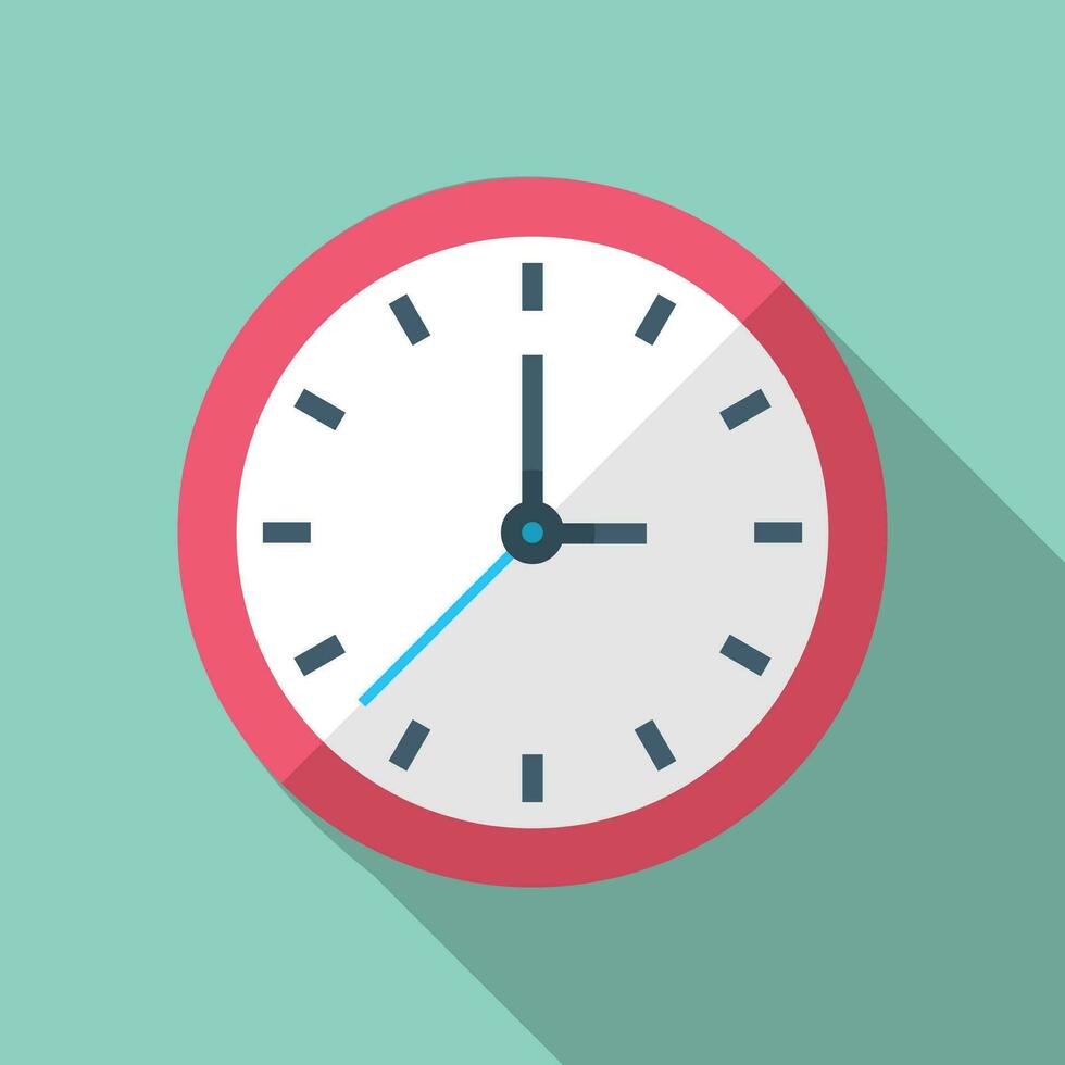 Flat Face Clock Vector Icon, Time Management Icon, Watch, Alarm Clock, Time Icon Design, Seconds, Minutes, Business Hours, Chronometer Symbol, Technology Symbol, Interval Elements Vector Illustration