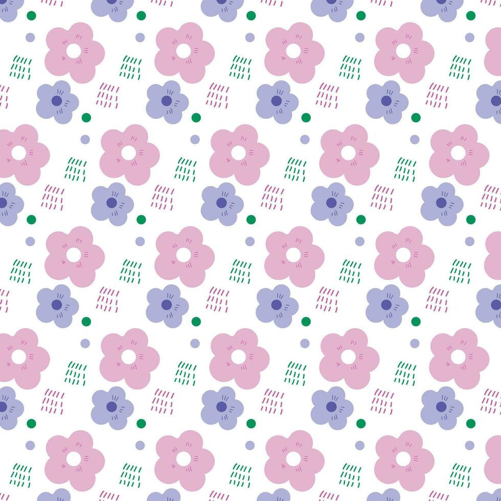 purple and violet cute floral repeat background pattern vector