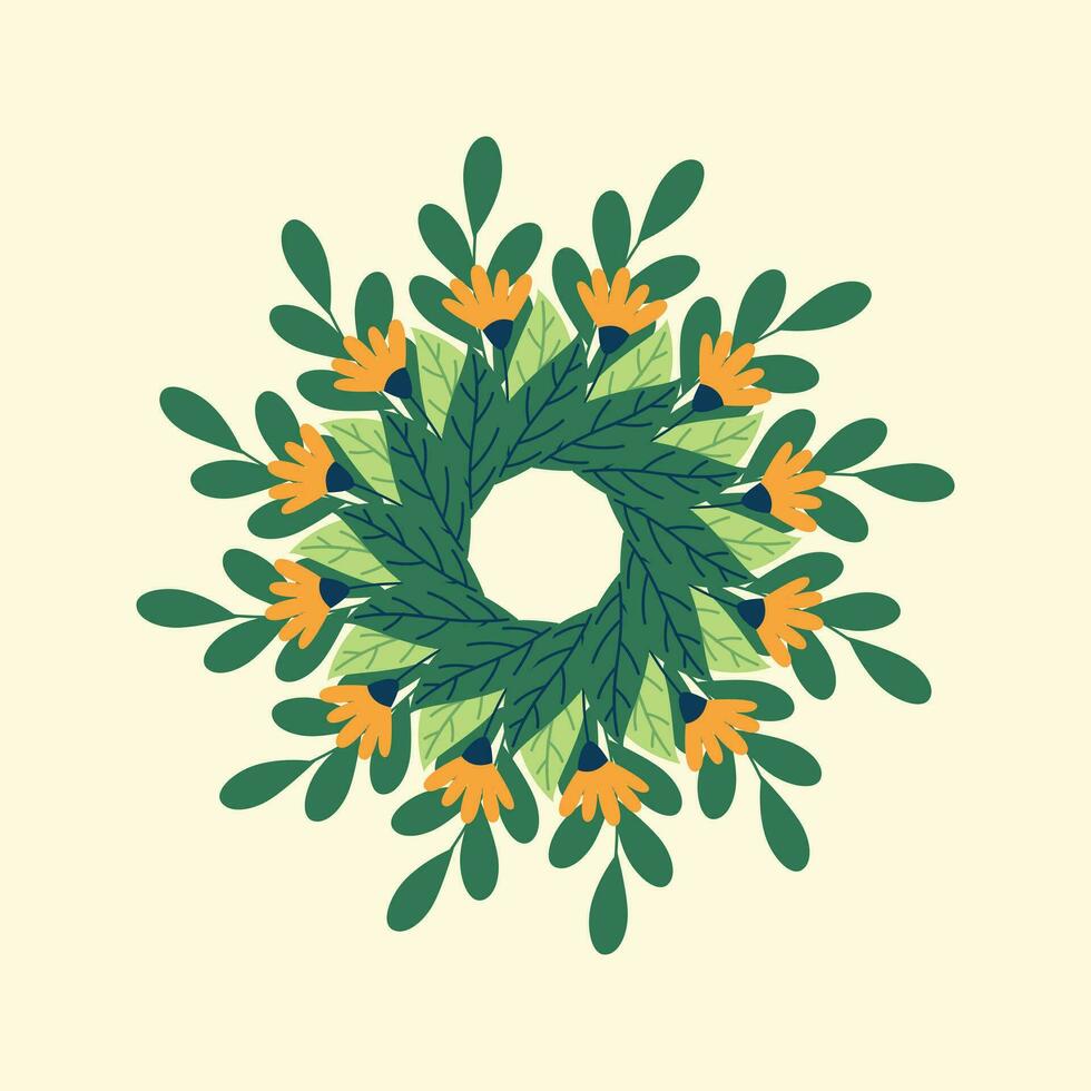 verde hoja y amarillo flor radial simetría vector