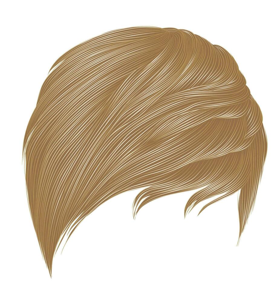 trendy woman short  hairs blond  colors . fringe .  fashion beauty style . realistic  3d . vector