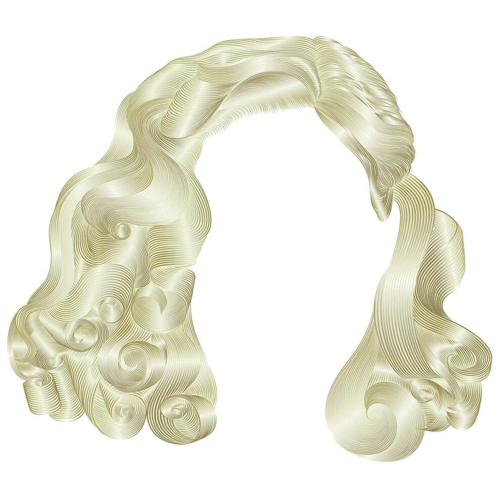 trendy woman hairs  kare blond colors . beauty fashion . retro style curls . realistic 3d . vector