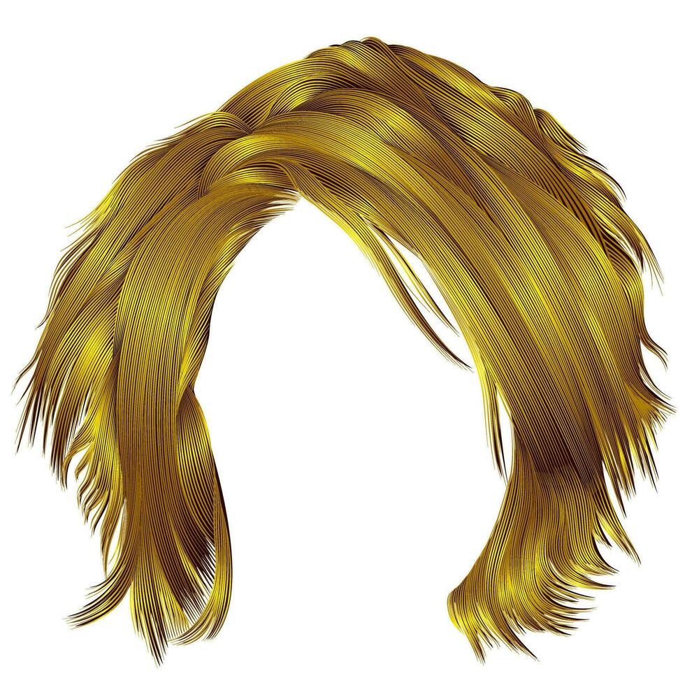 trendy woman disheveled hairs bright yellow colors .  beauty fashion .  realistic 3d vector