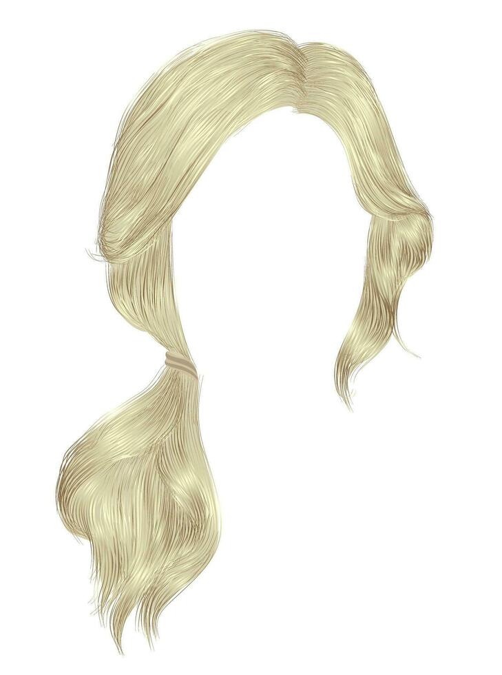 trendy women hairs blond light colour .tail .  fashion beauty style . vector