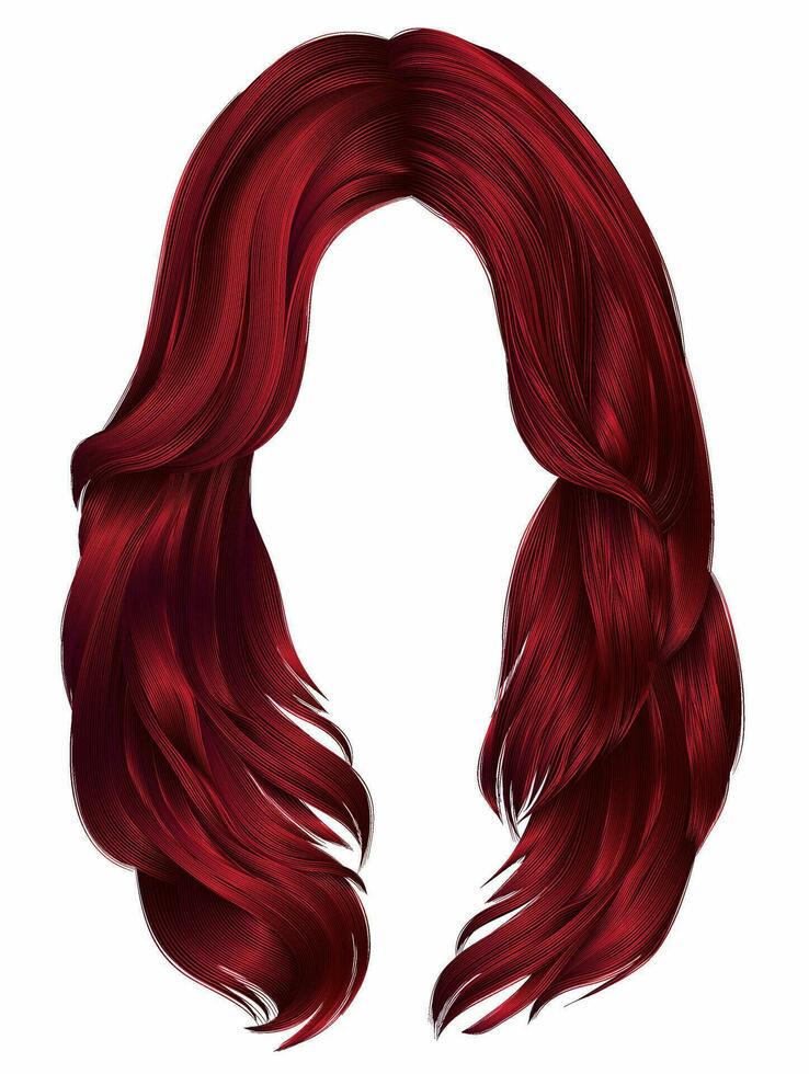 de moda mujer largo pelos rojo colores . belleza Moda . realista gráfico 3d vector