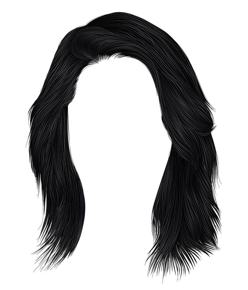 woman  hairs  brunette black  color .  medium length vector