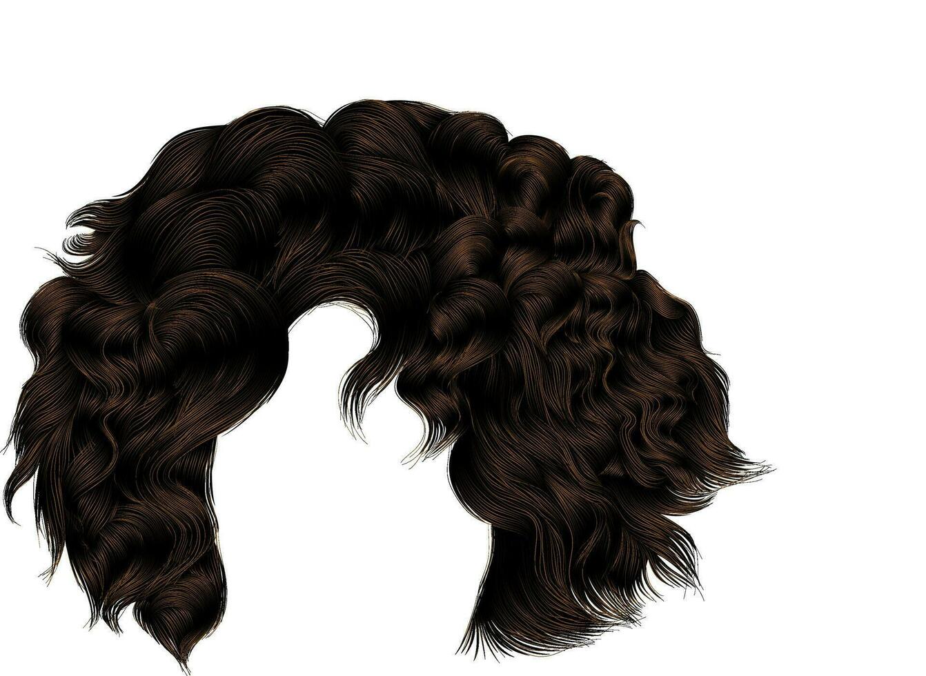 trendy woman curly hairs brown brunette colors vector