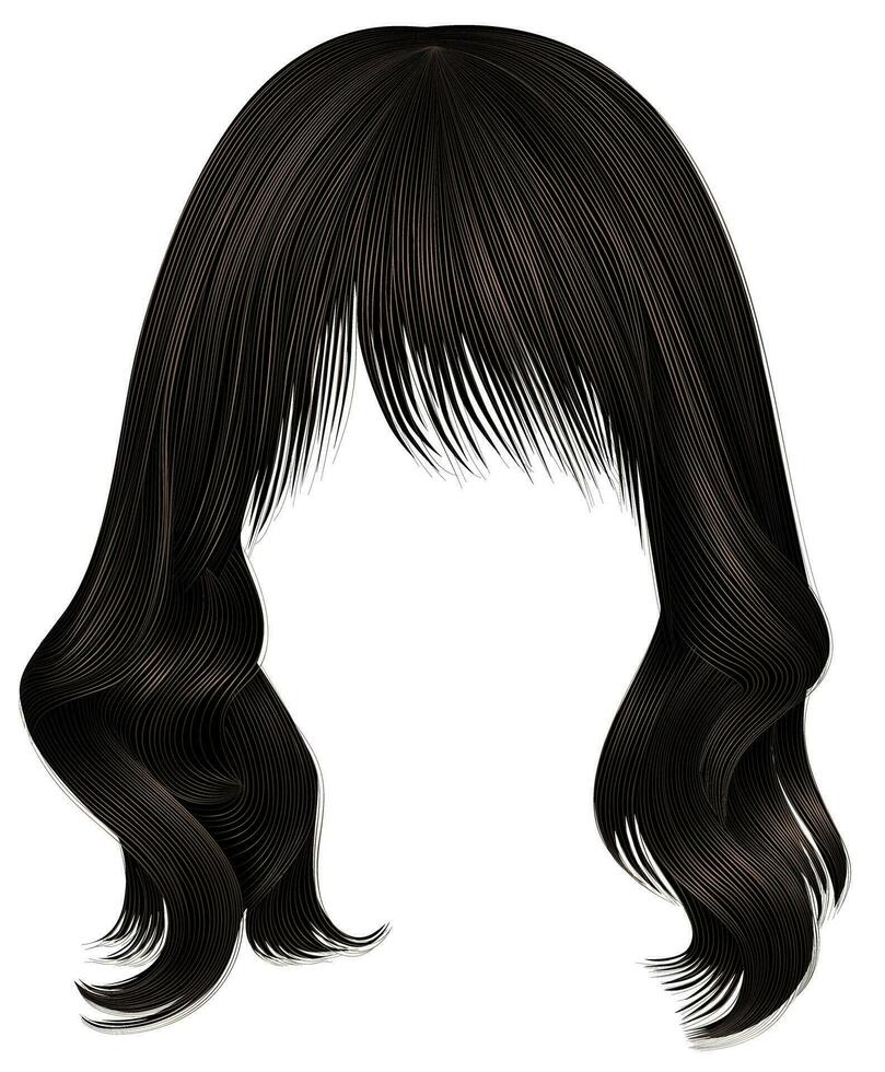 trendy woman long hairs brunette dark brown  colors .   beauty fashion .  realistic 3d vector
