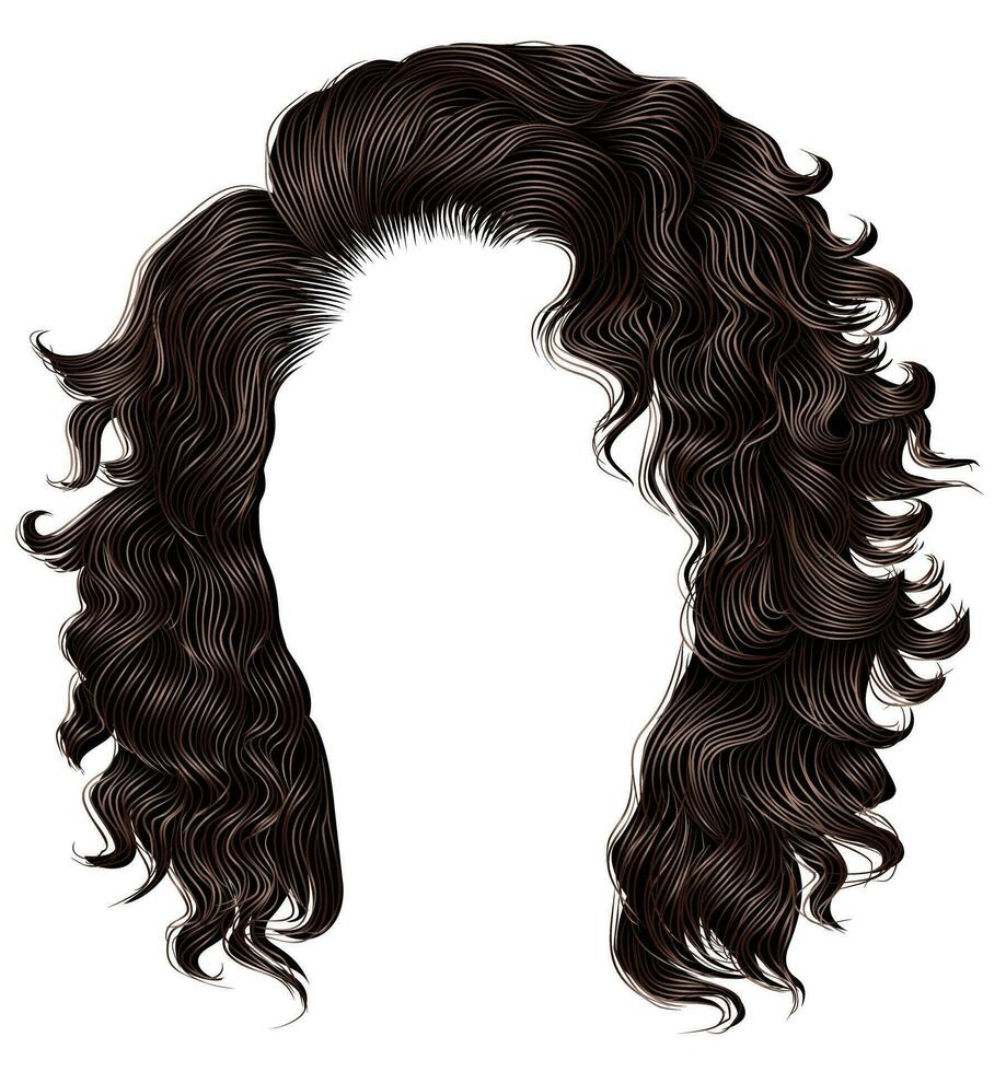 trendy woman curly long hair . realistic 3d . hairstyle brown blond