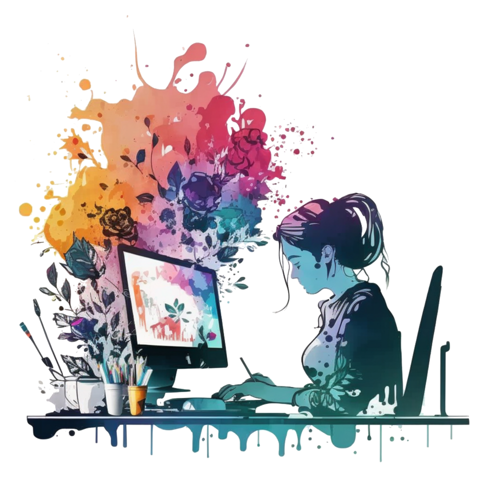 Free download png water color graphics designer or businessman realistic photo, Ai Generative