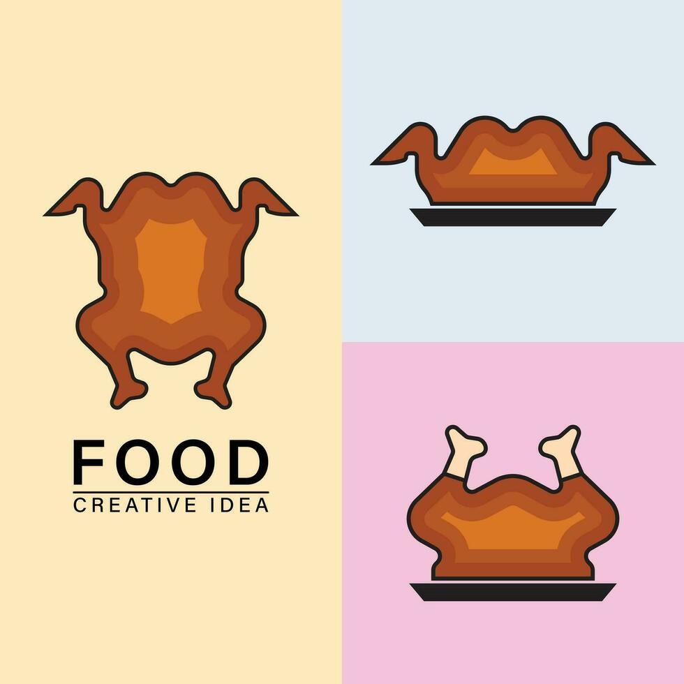 fried chicken meat vector logo icon.