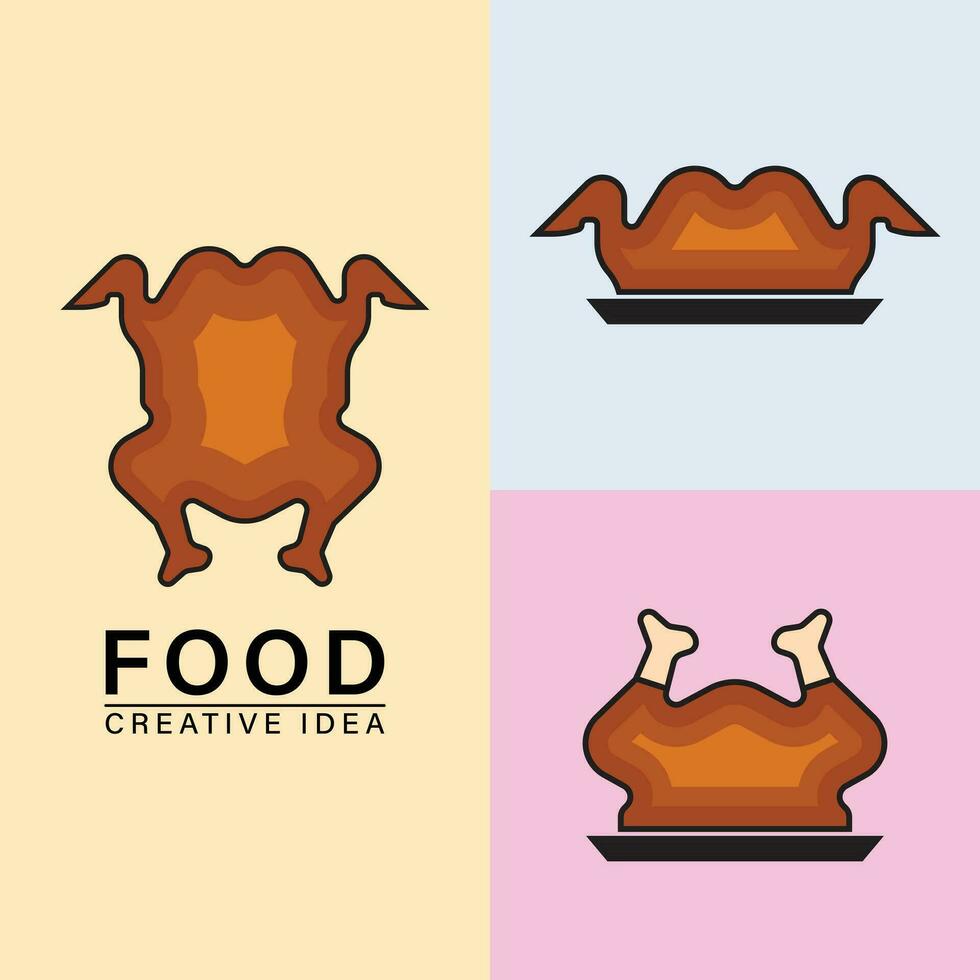 frito pollo carne vector logo icono.