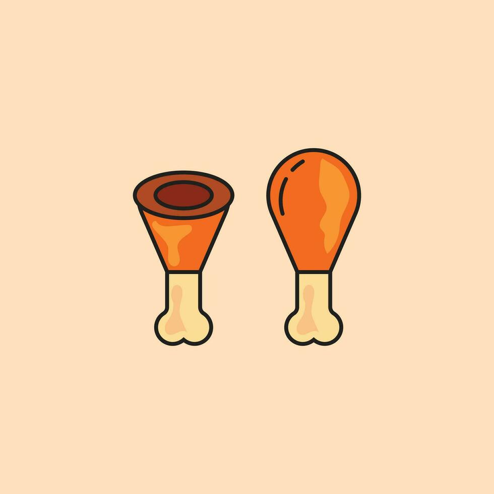 fried chicken thigh vector logo icon.