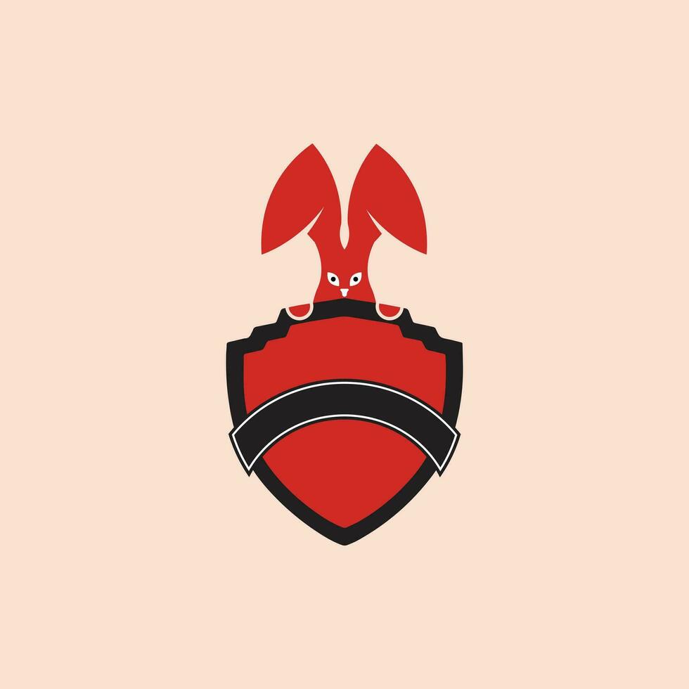 rabbit and shield vector logo icon.