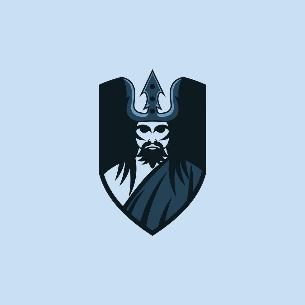 Trident God Shield Logo vector