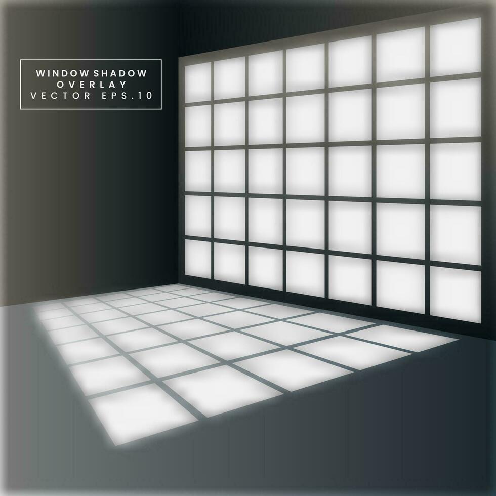 Vector Illustration of realistic office window light and shadow. Shadow overlay effect.