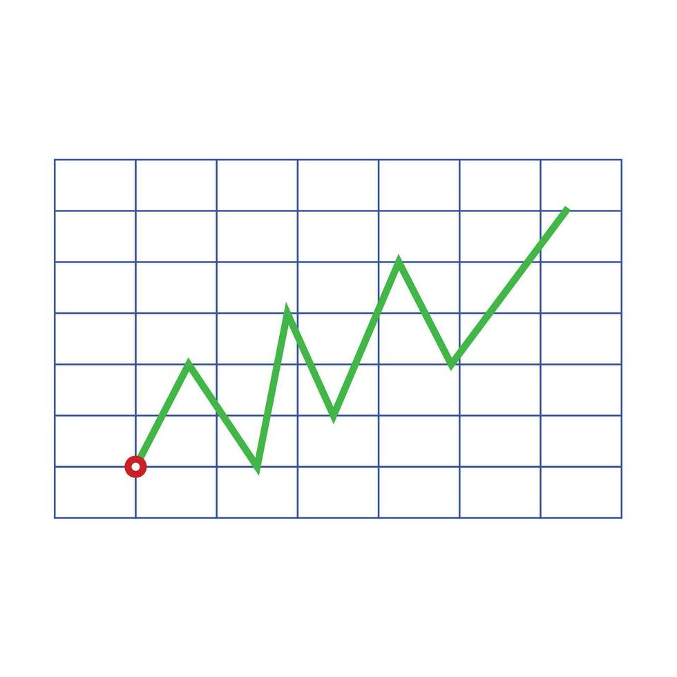 Line graphic on grid. Template of profit chart information, vector illustration
