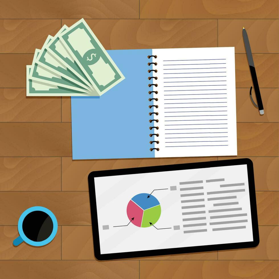 Statistic finance chart, vector profit data finance illustration