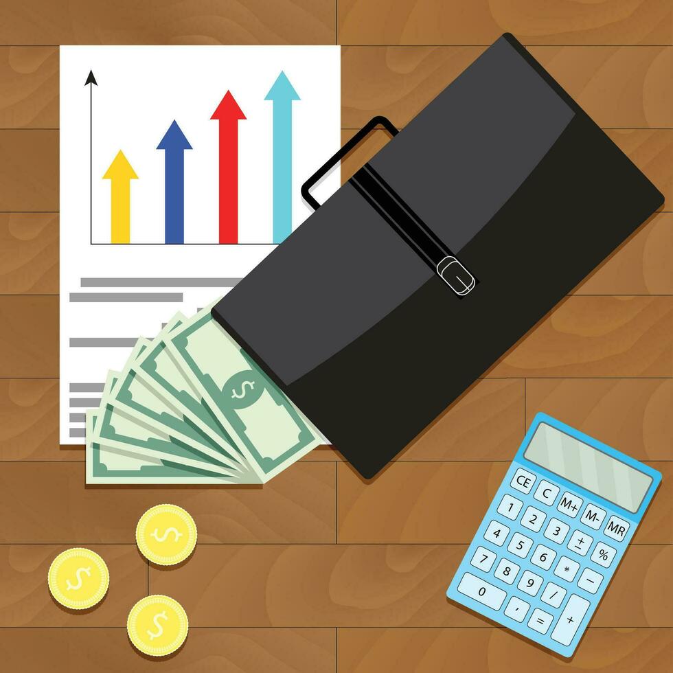 Economic and financial growth of business top view concept. Vector economic development and growth, illustration economic recovery and business growth