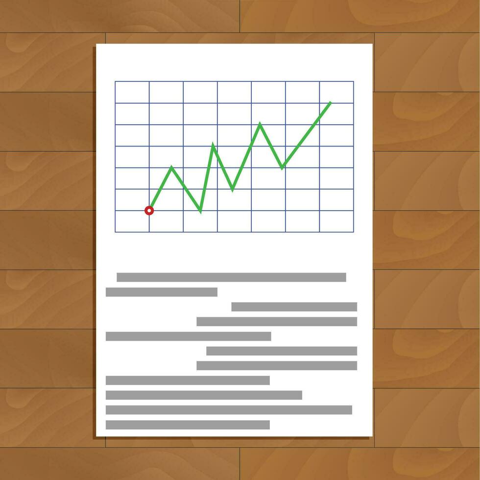 Business document on table. Infochart and infographic report, economic infograph, vector illustration