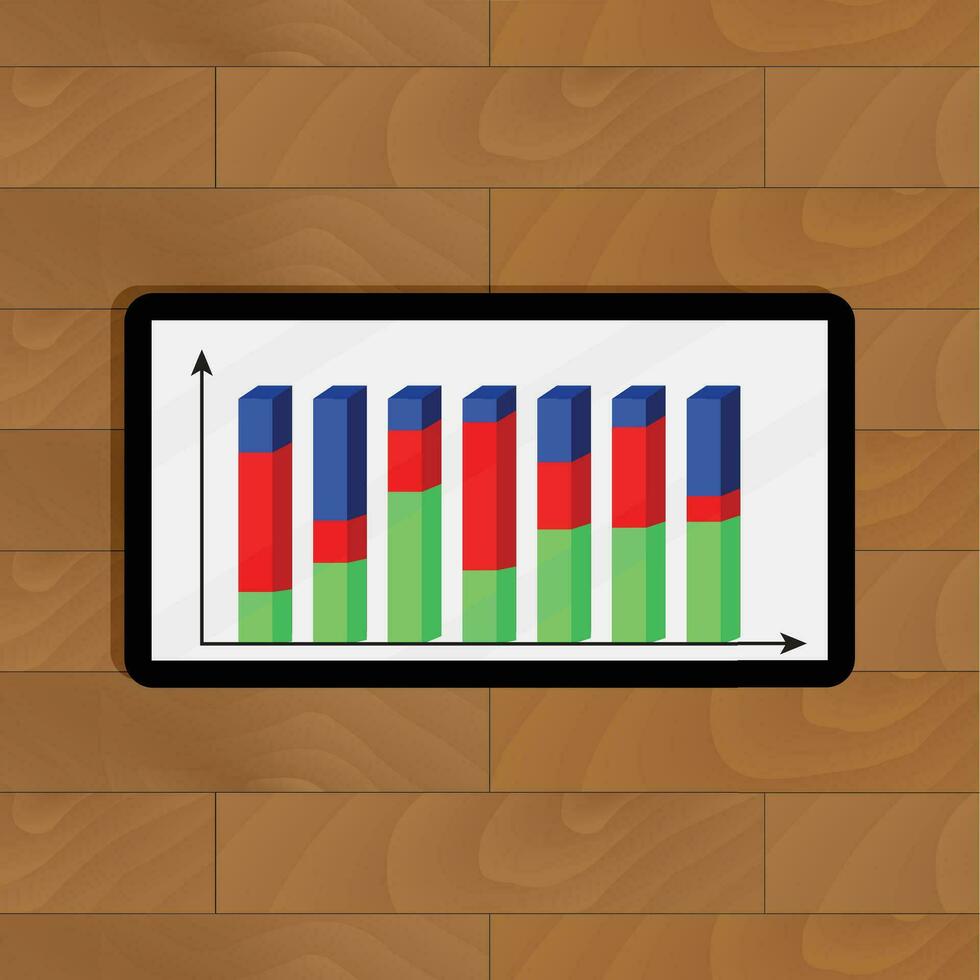 infochart en tableta para análisis económico, Progreso y desarrollo, vector ilustración infografía, informe, símbolo, negocio,