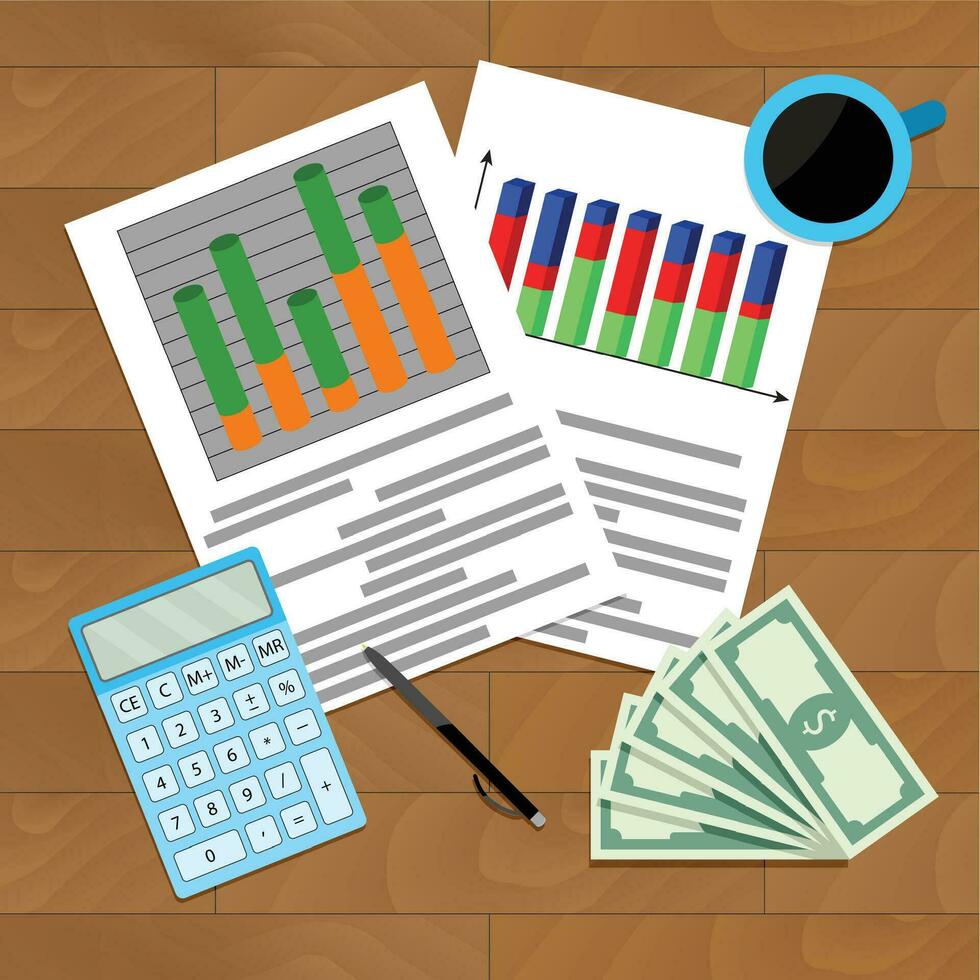 Infochart report result, vector organization finance economy statistic illustration