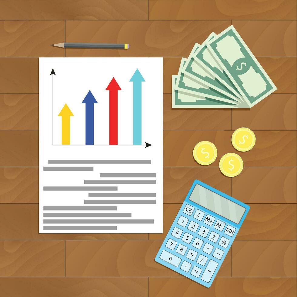 Economy finance document, vector business paper document illustration