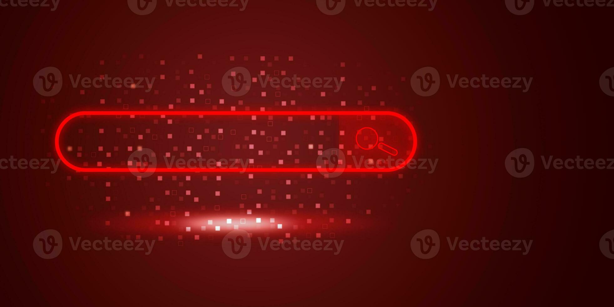 Virtual loading bar icon for input and search of information, red background photo