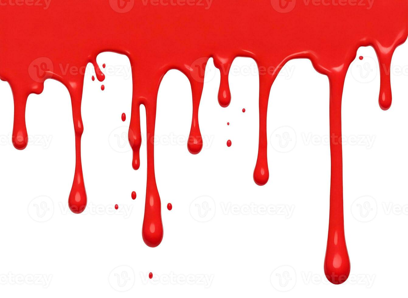 Red paint drips border isolated on a white background. AI Generative photo
