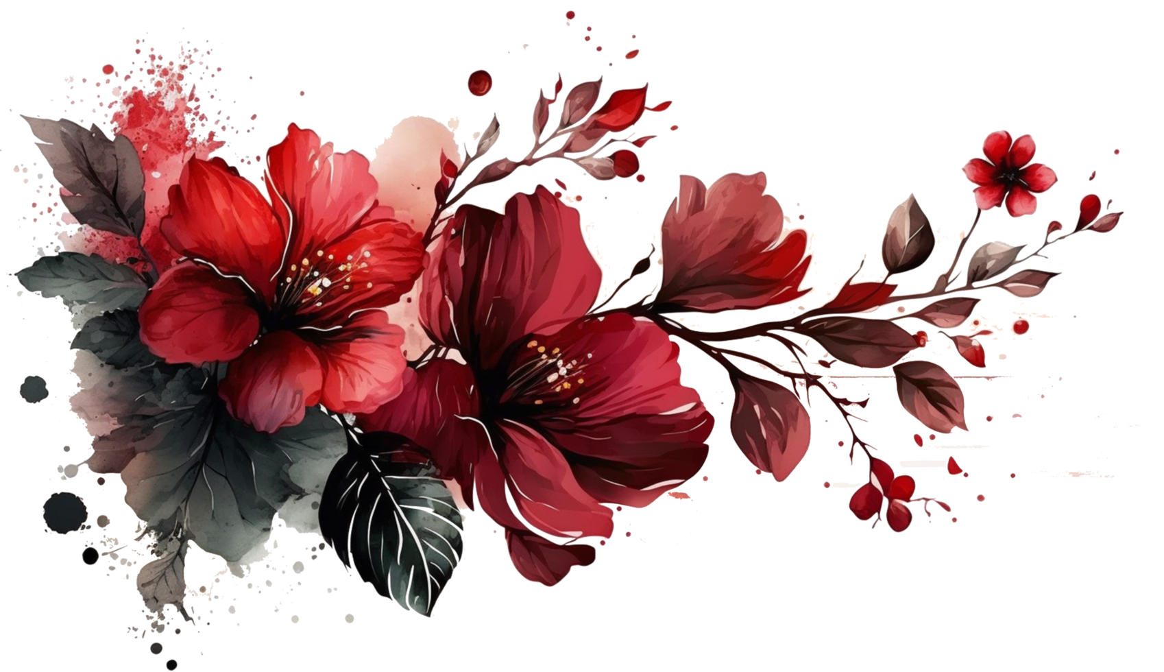 Florals Colorful Watercolor Botanical Design Collection png, Ai Generative png