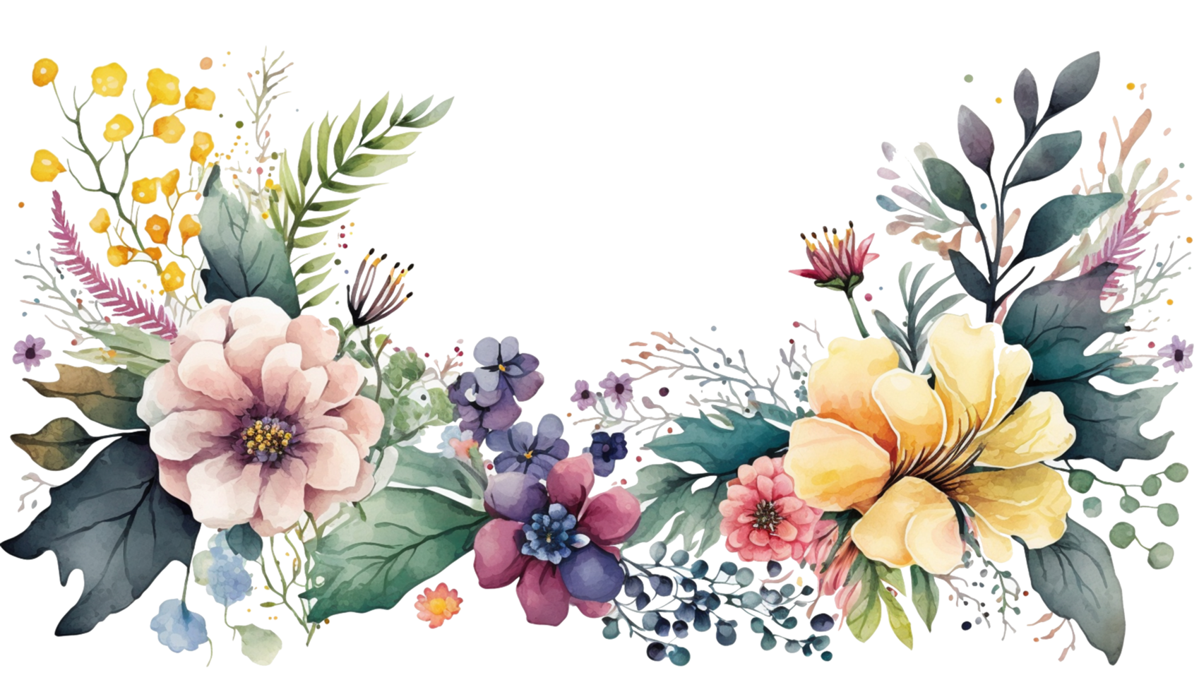 Florals Colorful Watercolor Botanical Design Collection png, Ai Generative png