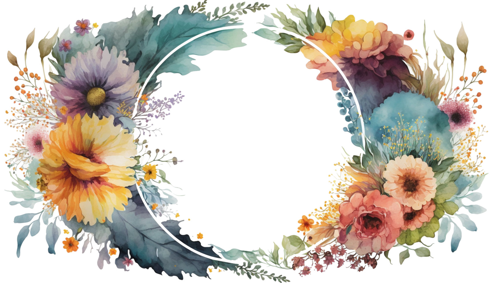 Blumen bunt Aquarell botanisch Design Sammlung png, ai generativ png