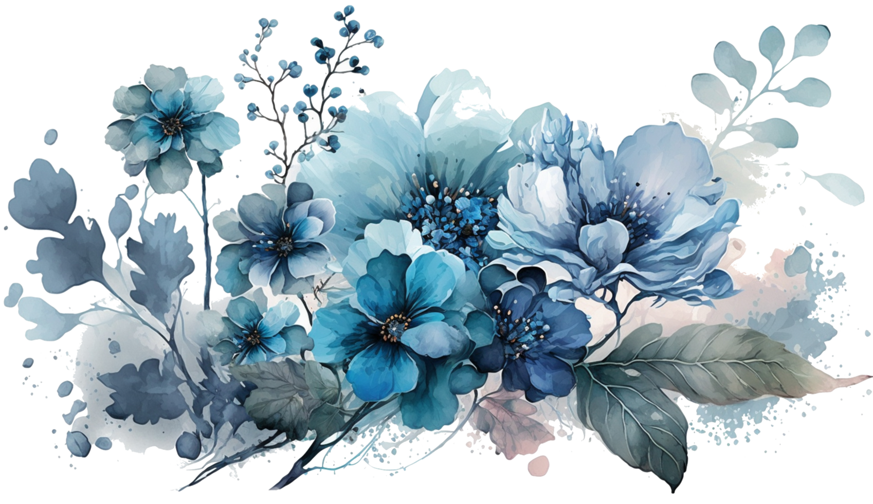 Florals Colorful Watercolor Botanical Design Collection png, Ai Generative png